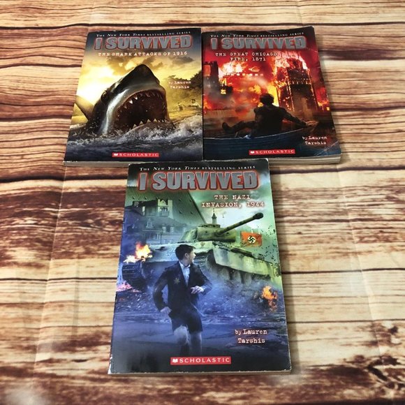 I Survived Books Lot of 3 Shark Attacks, Great Chicago Fire, Nazi Invasion - Picture 1 of 11